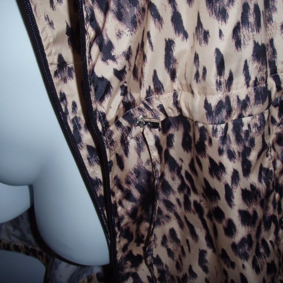 Plus Size Animal Print Hooded Anorak Coat, 3X - Picture 6 of 9